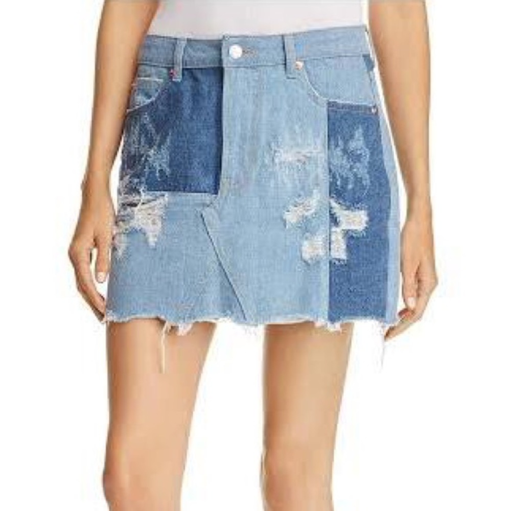 Sunset + Spring Denim Patchwork Skirt - image 2